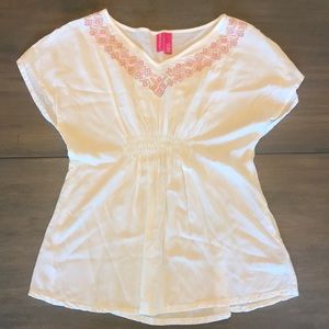 Lilly for Target White Top Pink Gold Embroidery